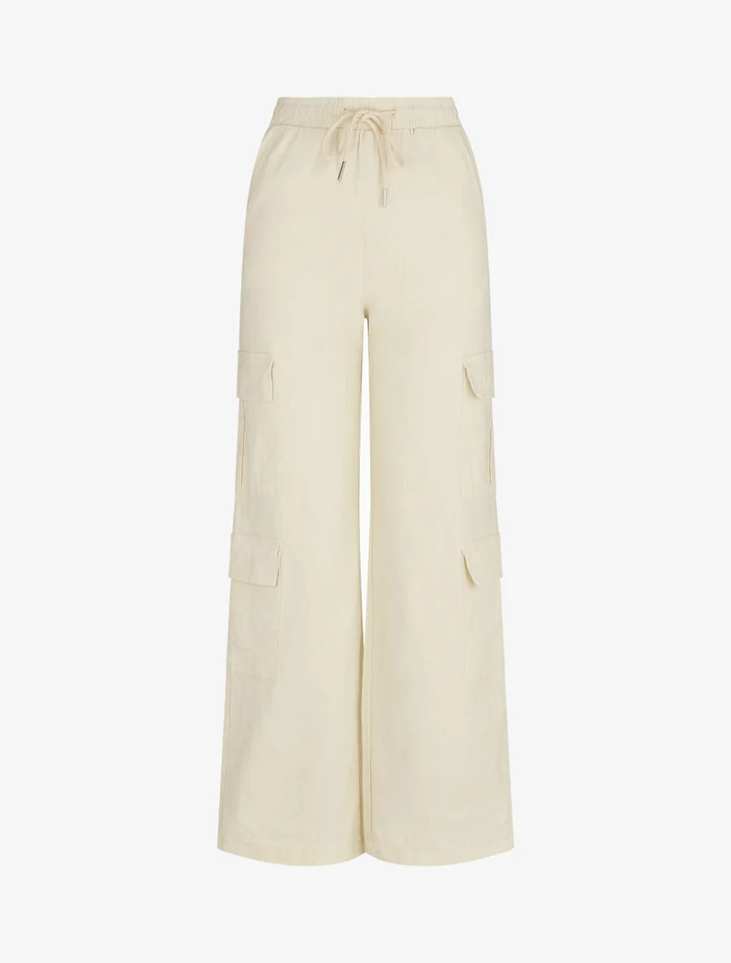 Cargo-Hose mit hoher Taille und geradem Schnitt - Ecru