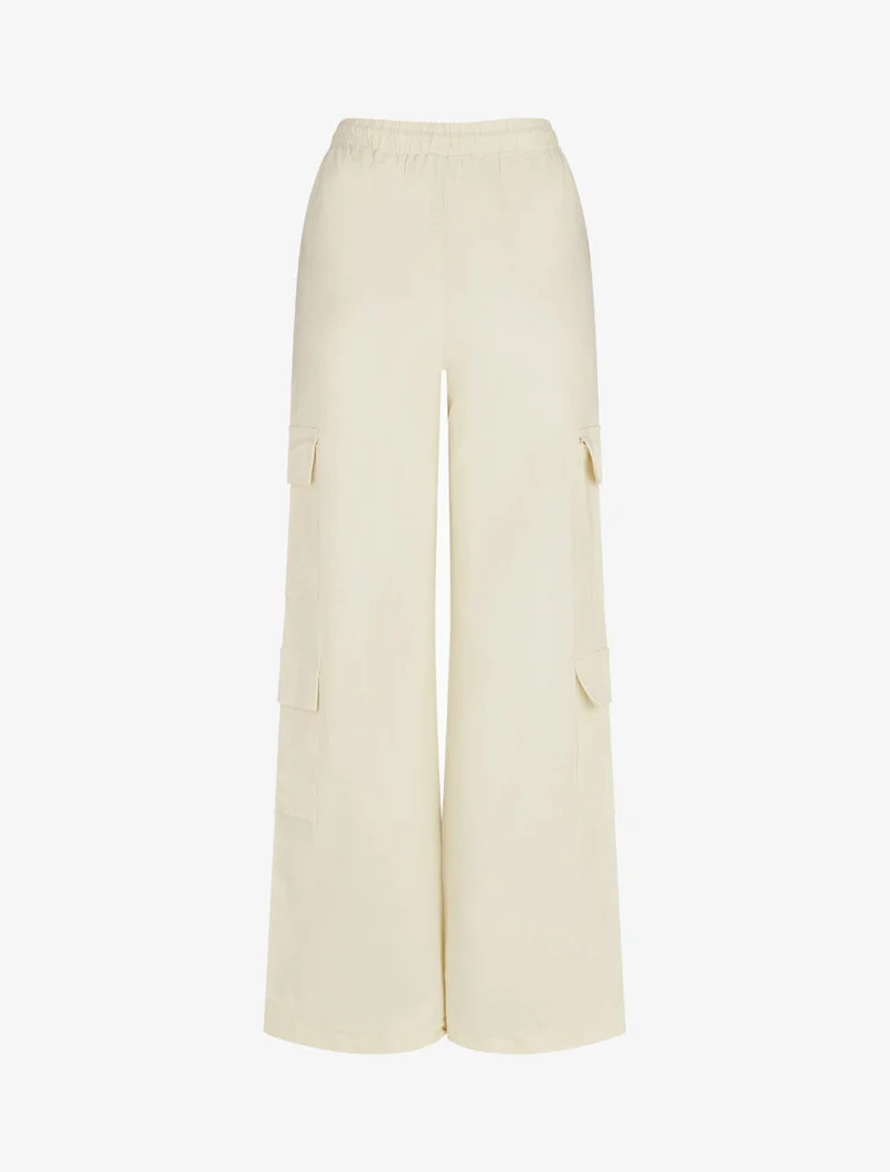 Cargo-Hose mit hoher Taille und geradem Schnitt - Ecru