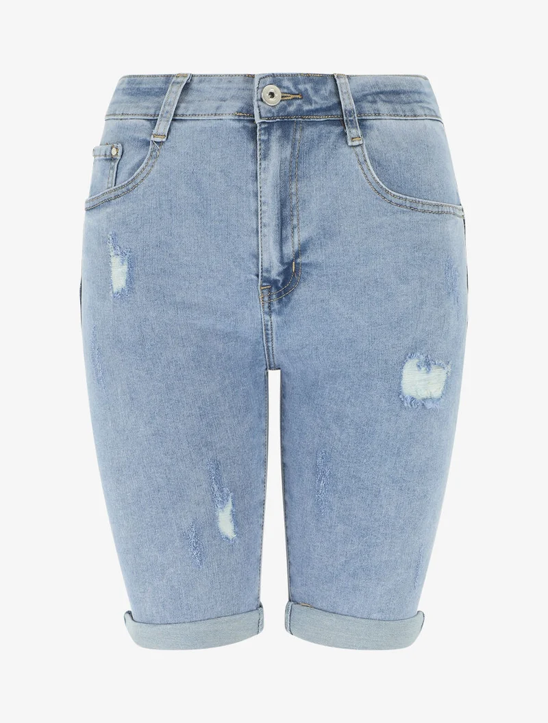 Bermuda Push-up mit leichten Rissen - Blau