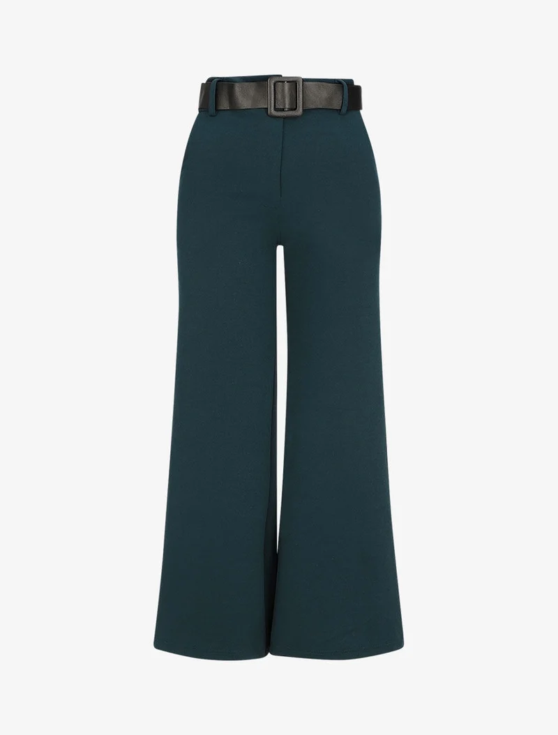 Weite Hose mit hohem Bund - Blau