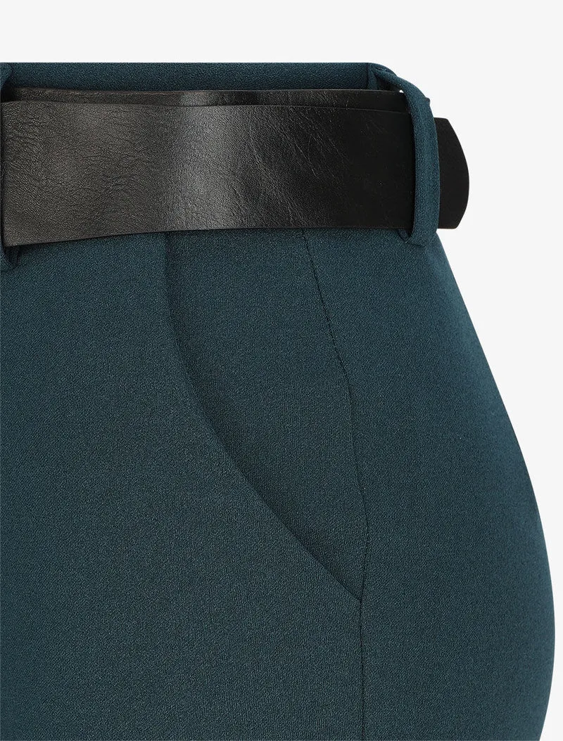 Weite Hose mit hohem Bund - Blau