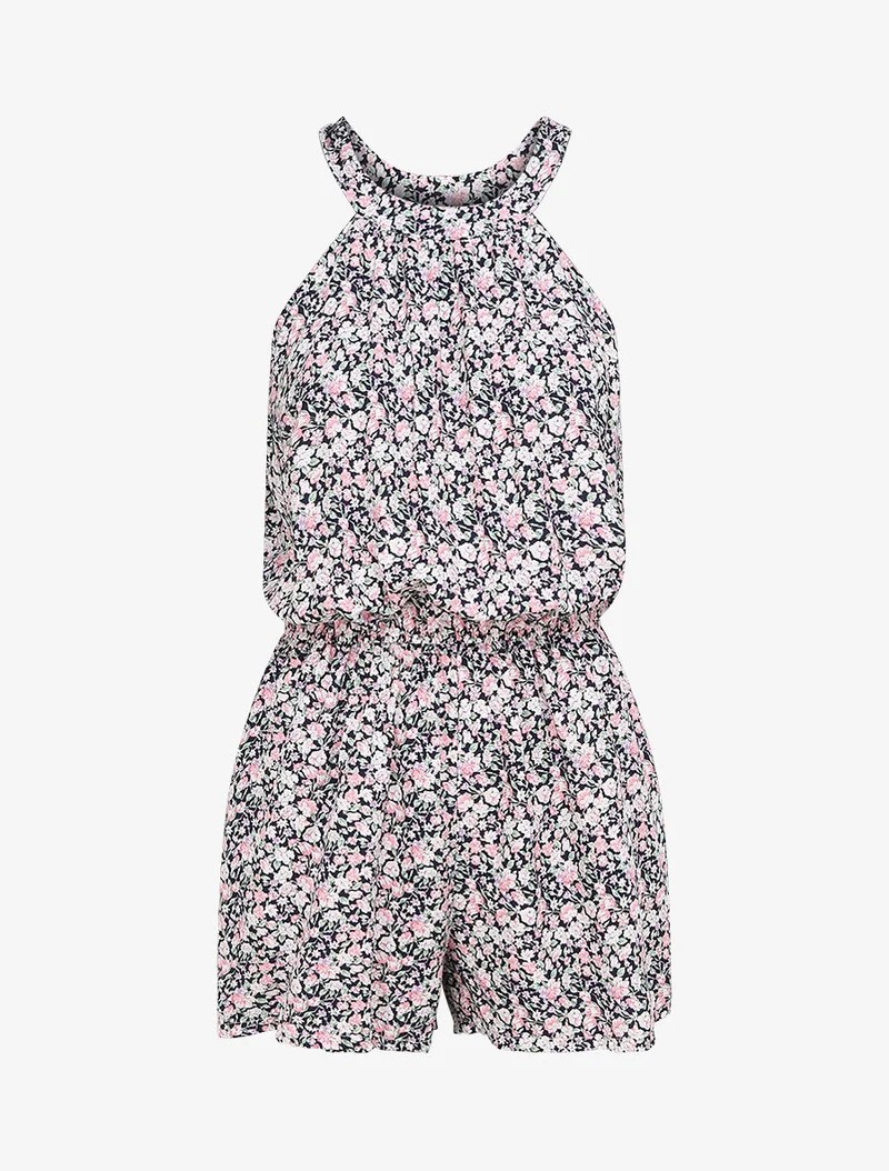 Blumenmuster Jumpsuit - Mitternachtsblau