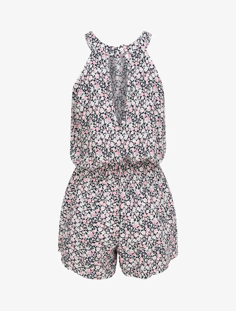 Blumenmuster Jumpsuit - Mitternachtsblau