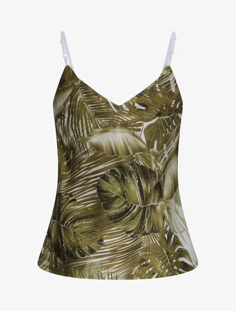 Oberteil mit Palmen- und Bananenblätter-Print - Weiß