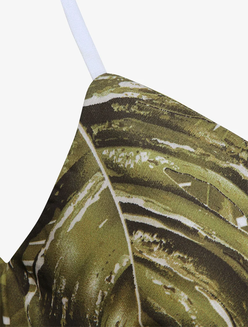Oberteil mit Palmen- und Bananenblätter-Print - Weiß