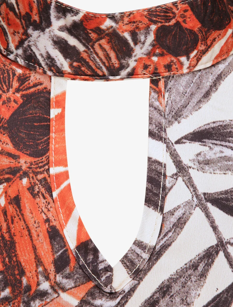 Dschungel-Print-Top mit amerikanischem Kragen - Ecru