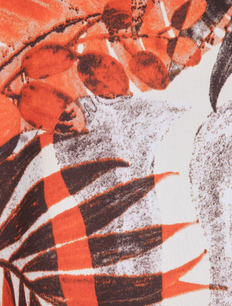 Dschungel-Print-Top mit amerikanischem Kragen - Ecru
