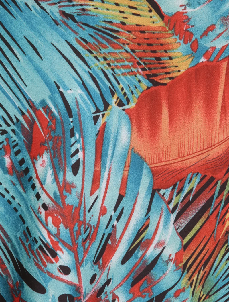 Oberteil mit Palmen- und Bananenblätter-Print - Orange