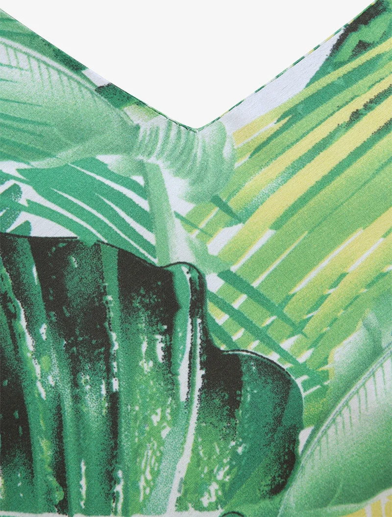 Oberteil mit Palmen- und Bananenblätter-Print - Grün