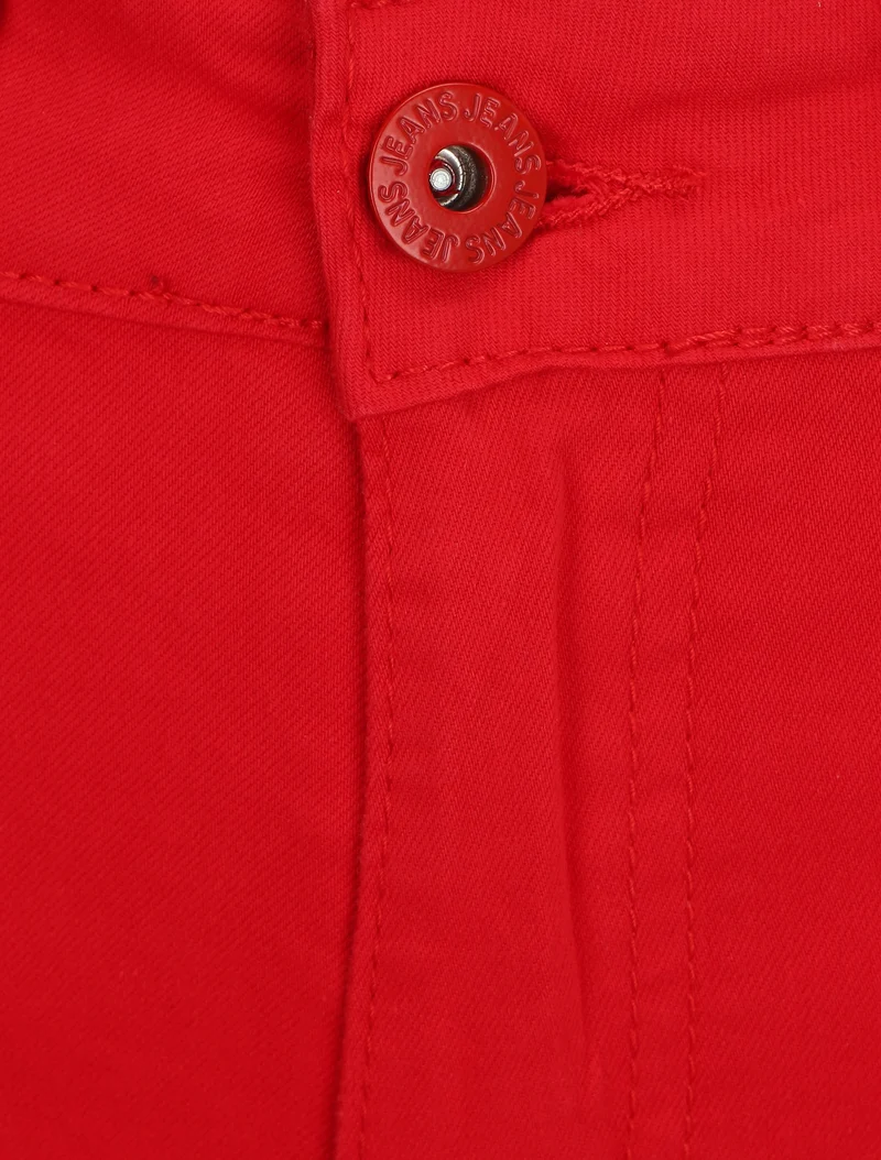 Stretch-Bermuda mit Säumen - Rot