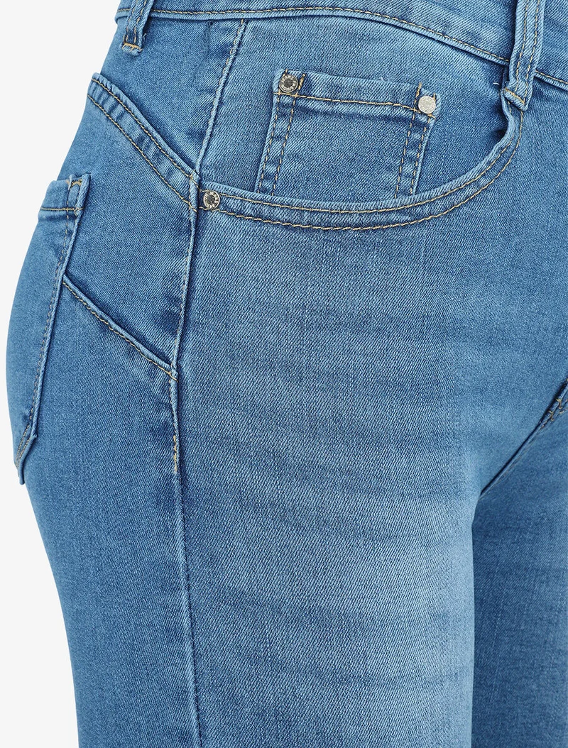 Bermuda Push-up gerader Schnitt - Denimblau