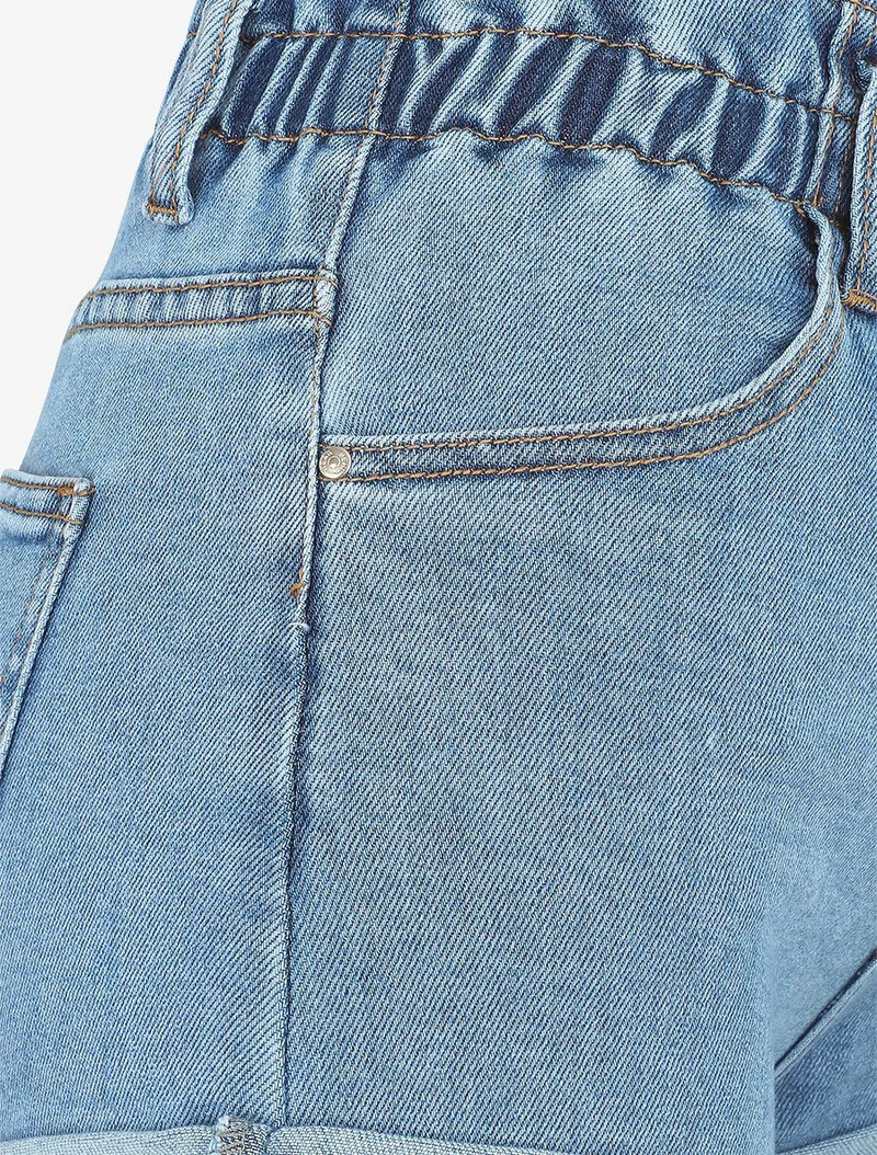Kurze Paperbag-Shorts mit Umschlag - Hellblau