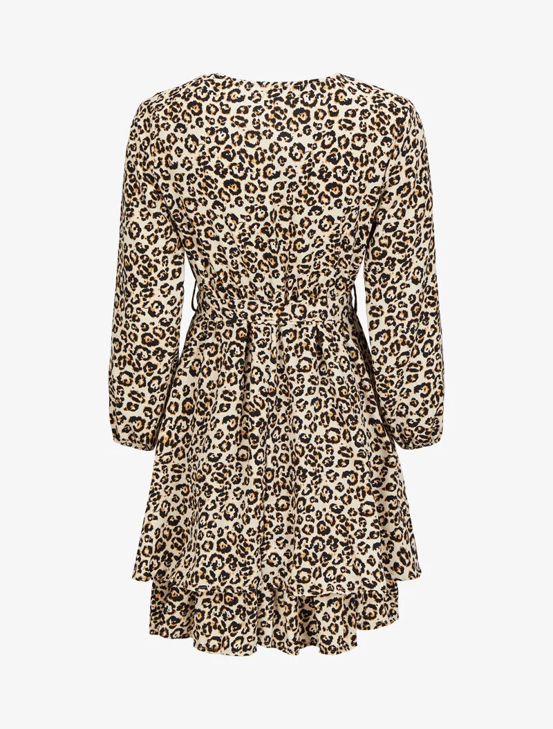 Leopardenmuster Skaterkleid - Beige/schwarz