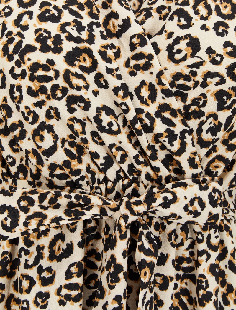 Leopardenmuster Skaterkleid - Beige/schwarz