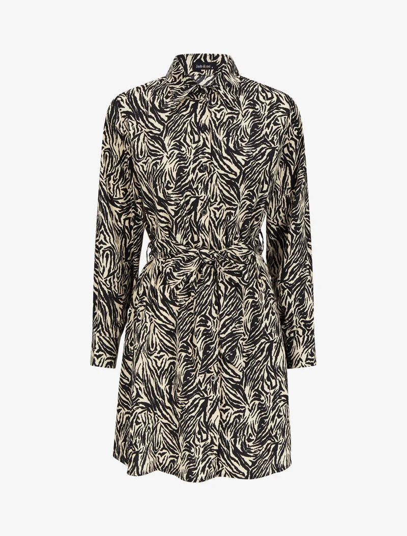 Zebra-Print-Hemdkleid - Weiß/schwarz