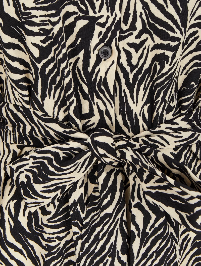 Zebra-Print-Hemdkleid - Weiß/schwarz