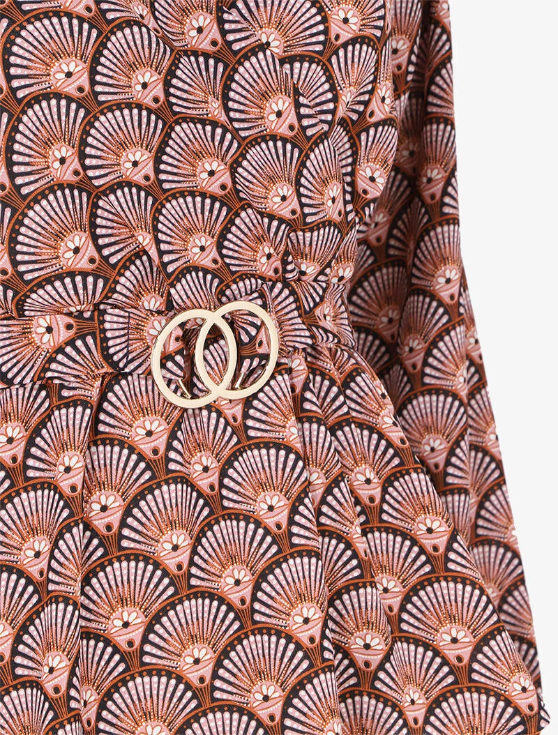 Top mit Fächerprint und Wickelausschnitt - Puderrosa