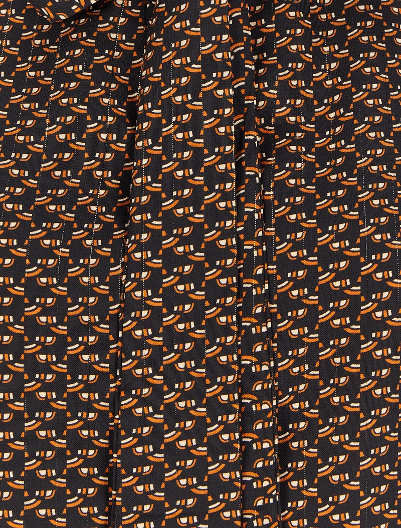 Bluse mit Lavallière-Kragen und grafischem Print - Schwarz