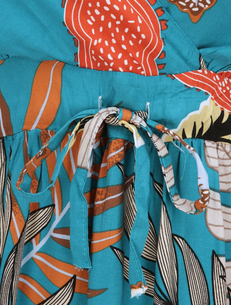 Skaterkleid mit exotischem Blätterdruck - Grün