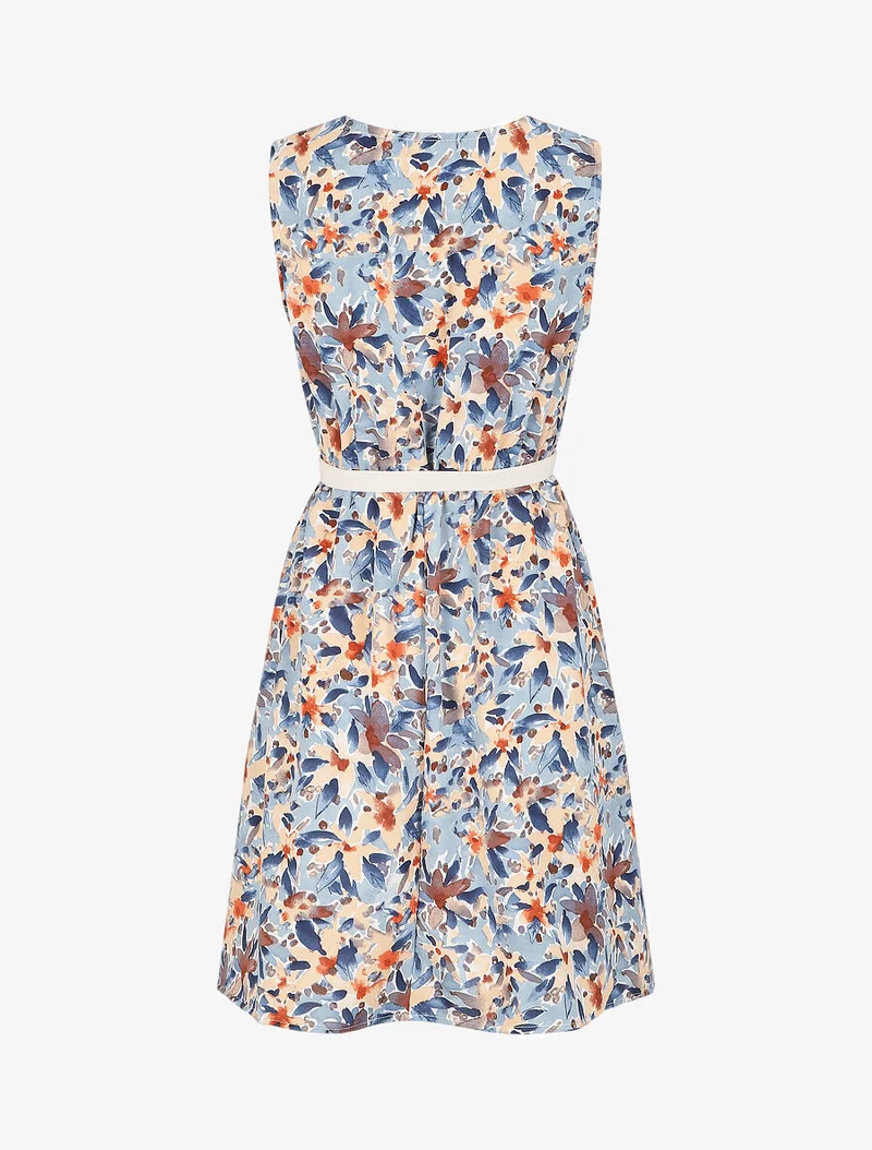 Skaterkleid mit Sommerblumendruck - Himmelblau