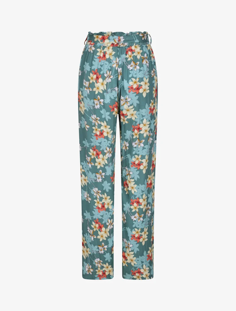 Fließende Hose mit Vanilleblumenmuster - Blaugrau