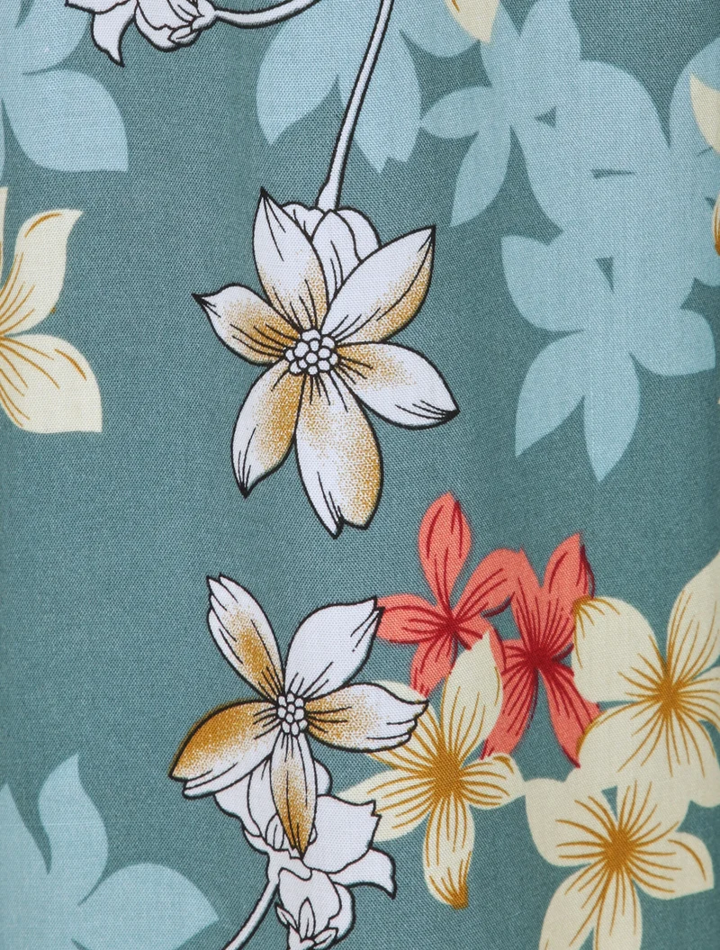 Fließende Hose mit Vanilleblumenmuster - Blaugrau