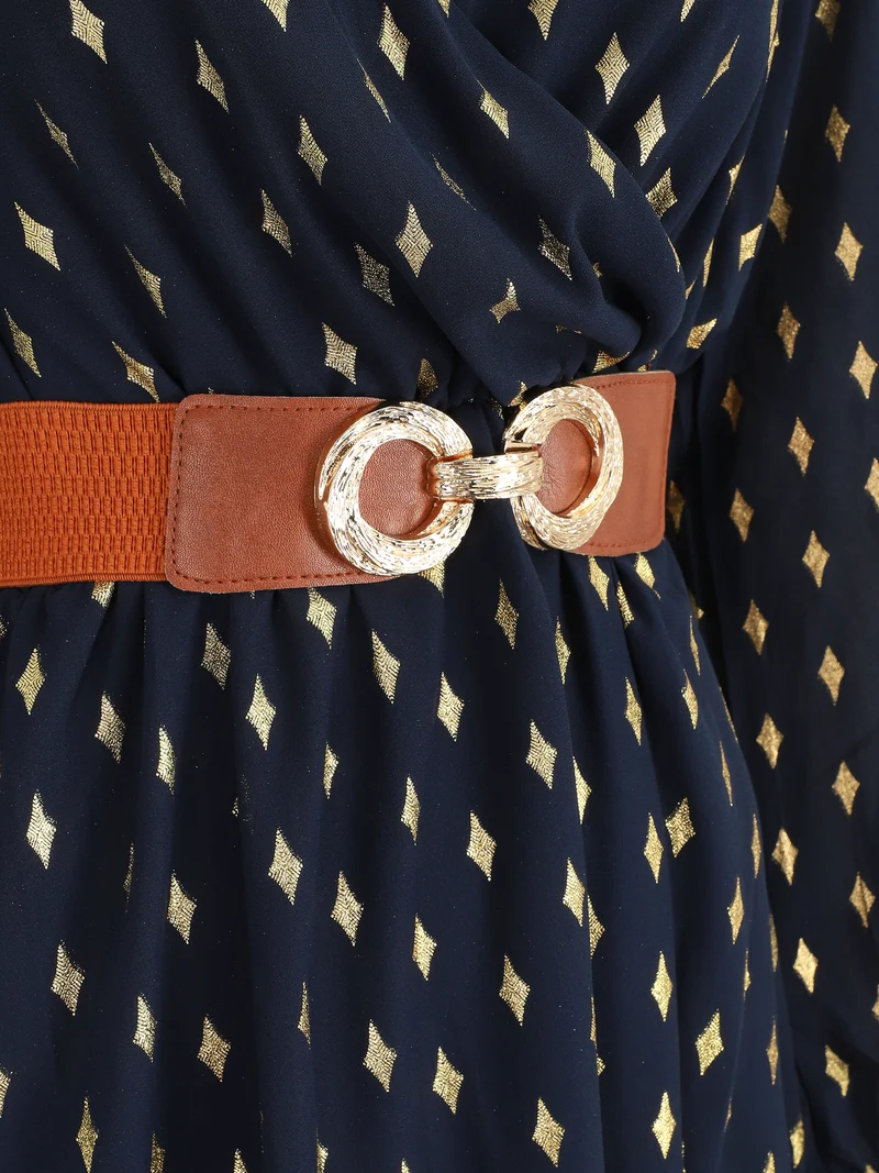 Kurzes Kleid mit schillerndem Grafikdruck - Marine