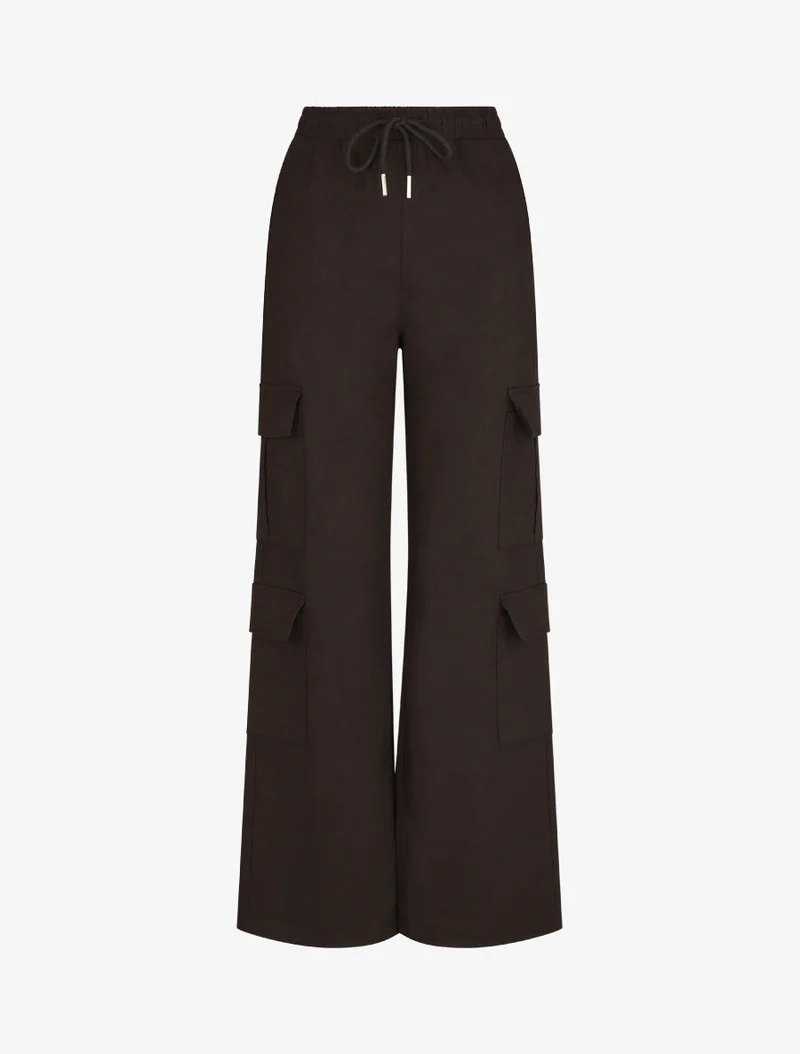 Cargo-Hose mit hoher Taille und geradem Schnitt - Schwarz