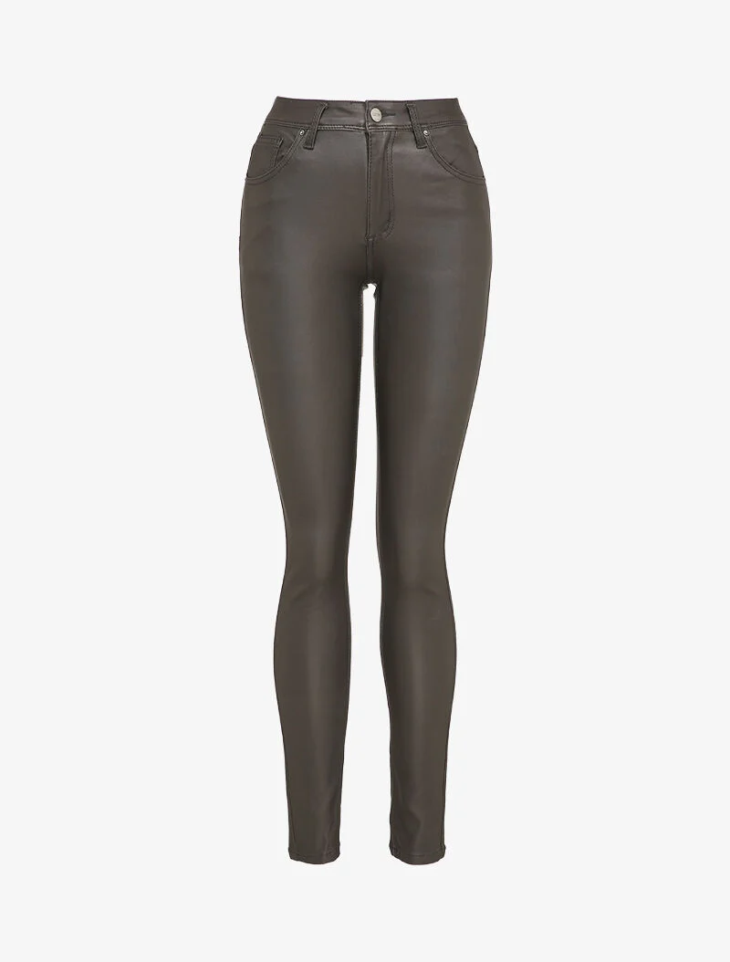 Beschichtete Slim-Fit-Hose - Anthrazit
