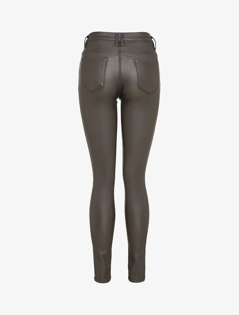 Beschichtete Slim-Fit-Hose - Anthrazit