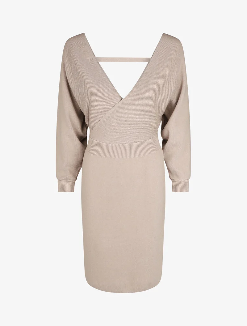 Tailliertes Kleid mit Wickelausschnitt - Maulwurf