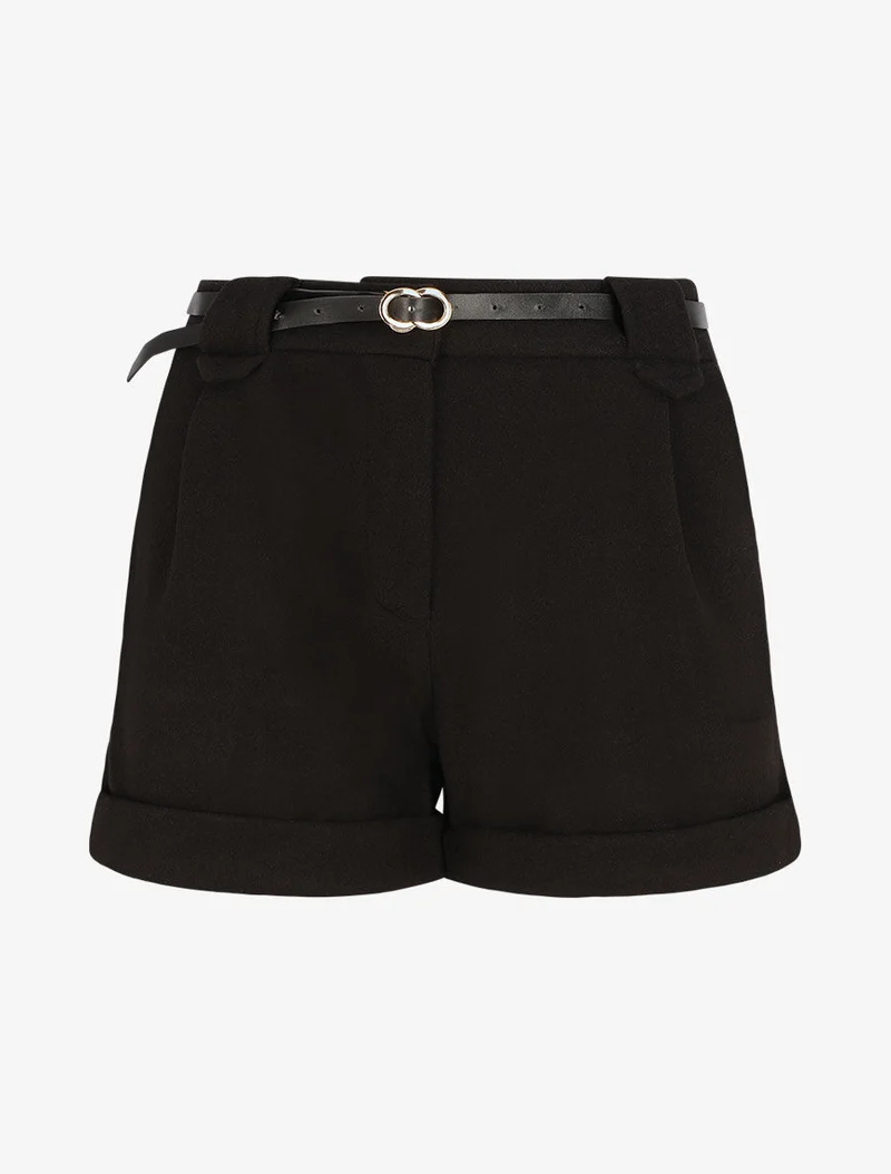 Filzshorts geradeaus - Schwarz
