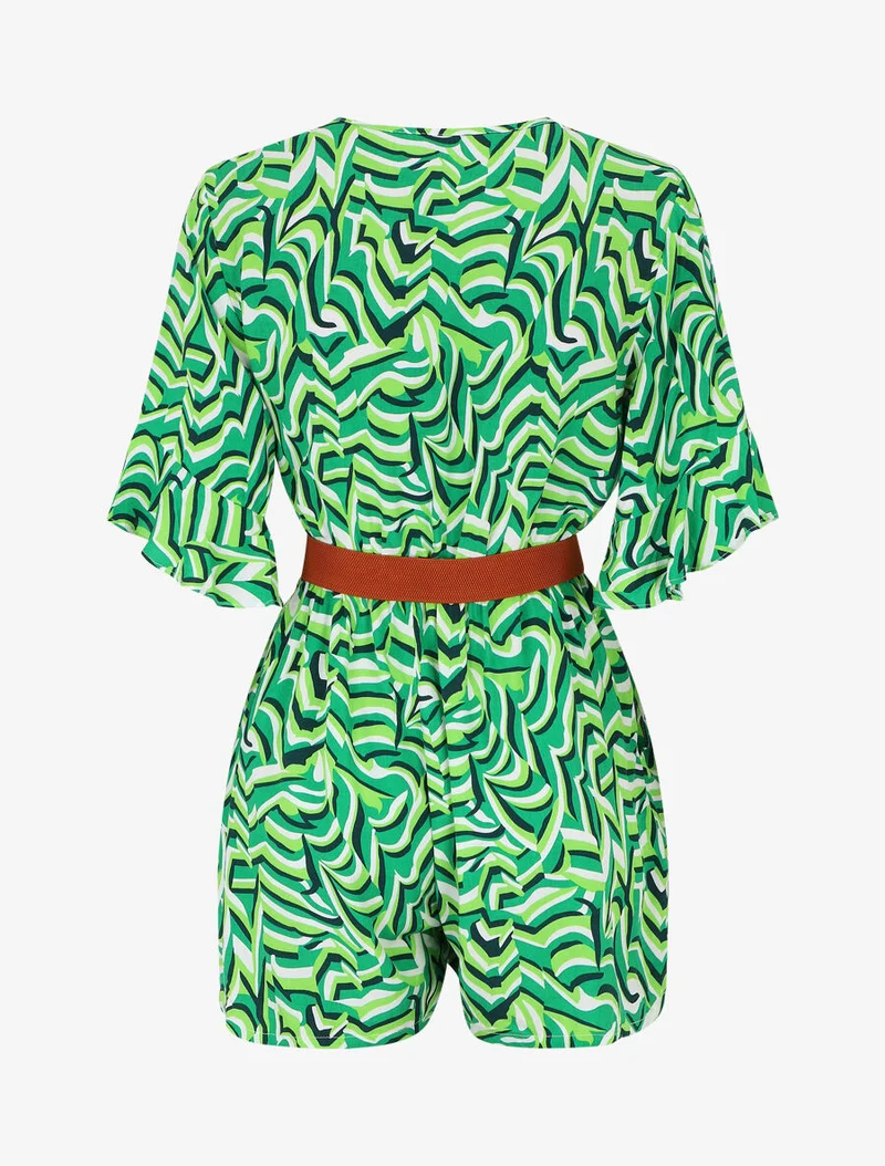 Kurzärmeliger Grafik-Print-Overall - Grün