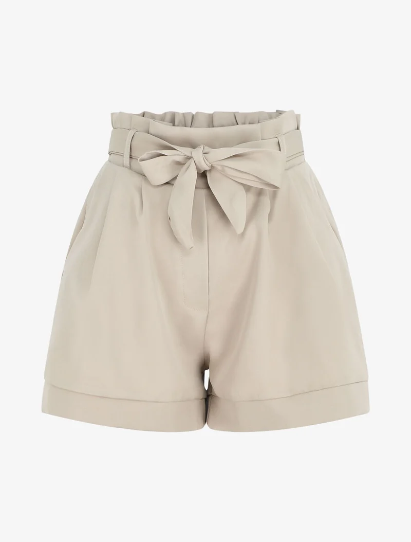 Kurze einfarbige Papiertüte - Beige