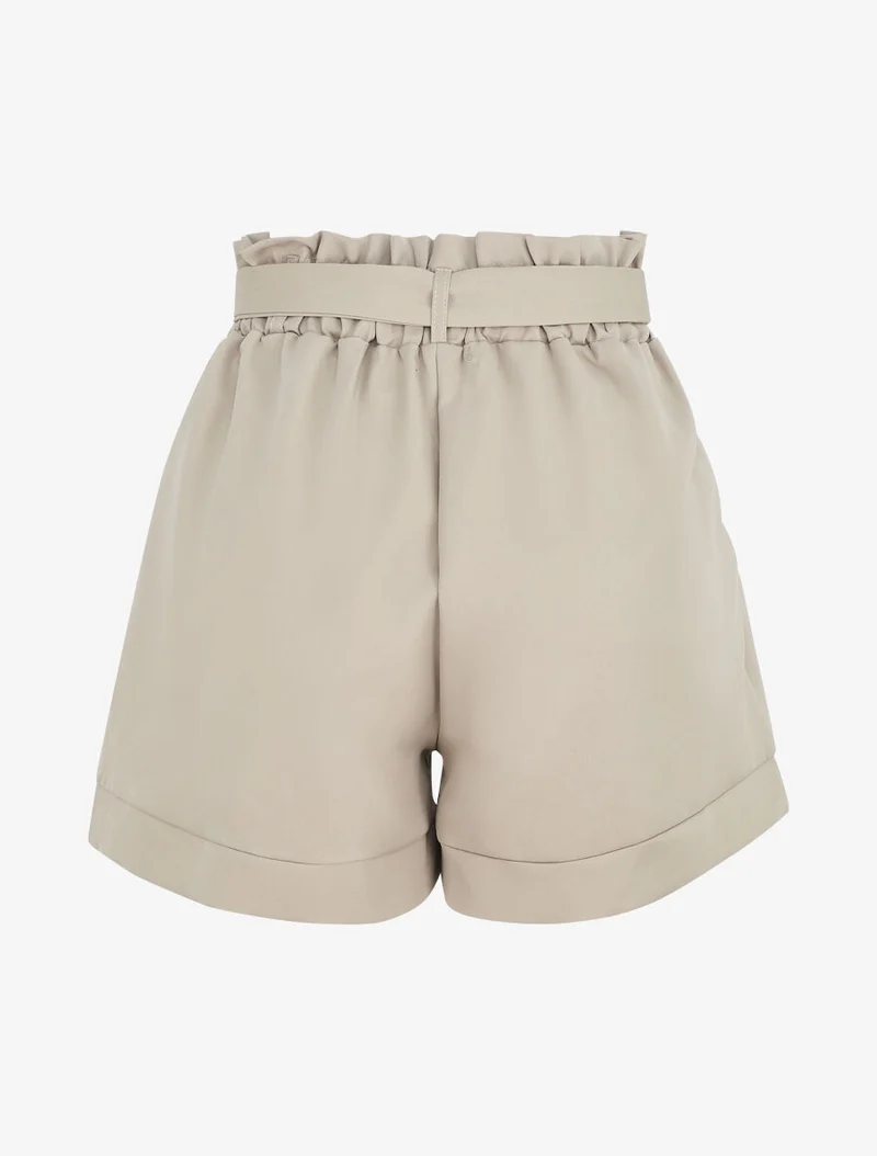 Kurze einfarbige Papiertüte - Beige
