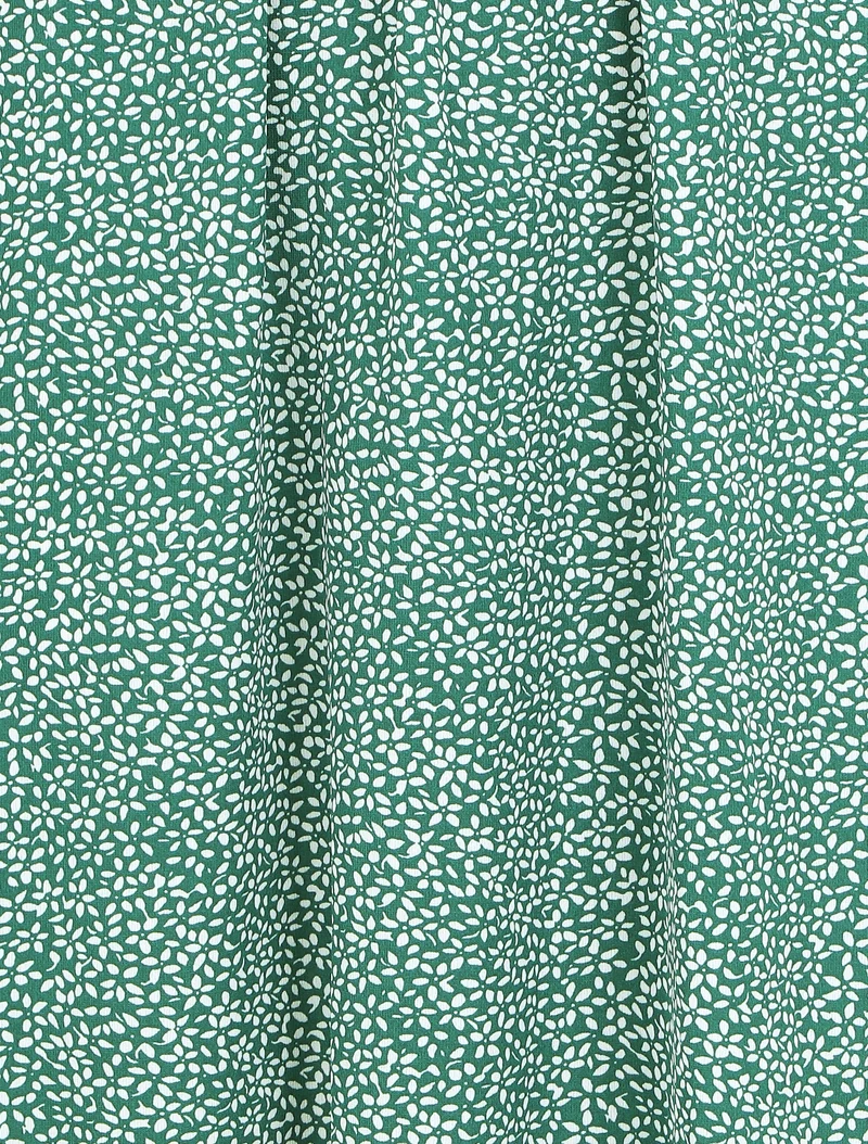 Langes Kleid mit Blumenmuster und kurzen Rüschenärmeln - Grün