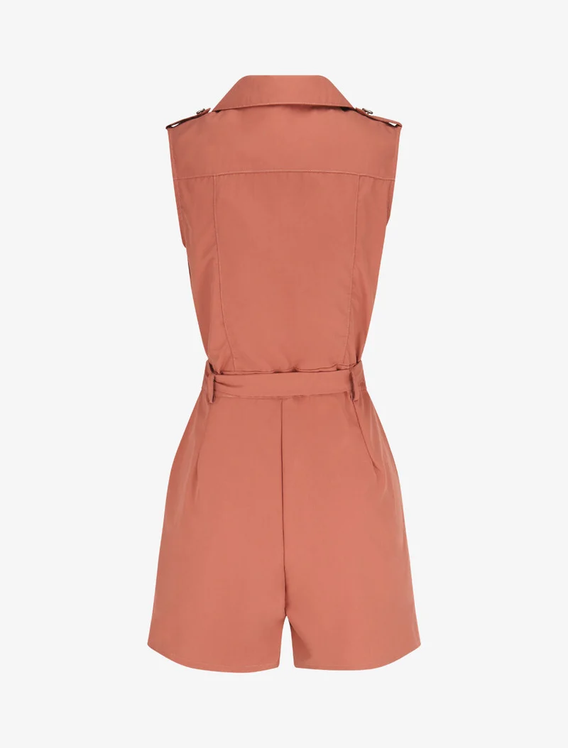 Ärmelloser, einfarbiger, gerader Jumpsuit. - Altrosa