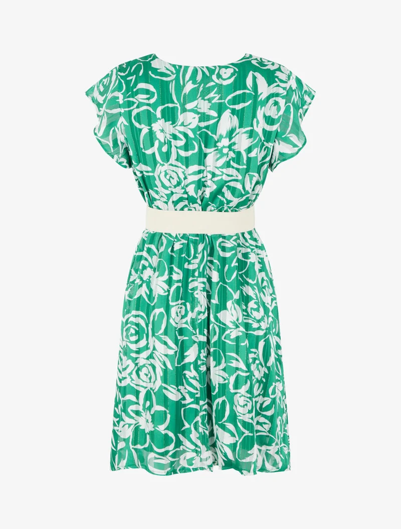 Midikleid mit irisierendem Blumenmuster - Grün