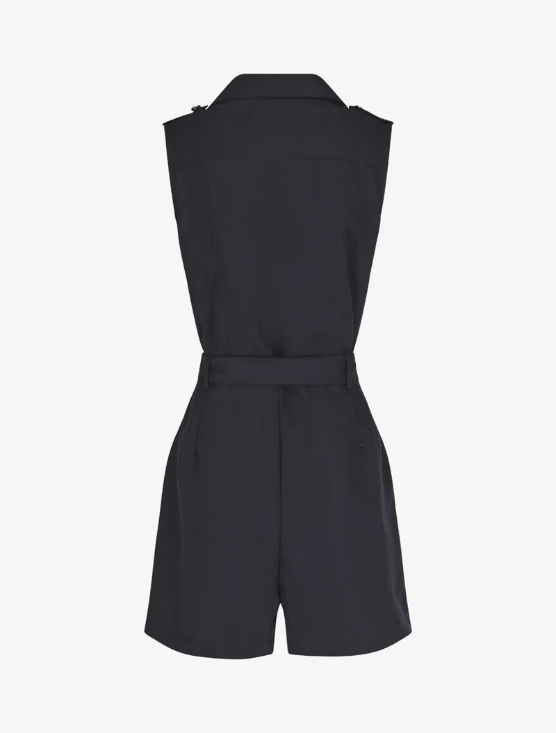 Ärmelloser, einfarbiger, gerader Jumpsuit. - Marine