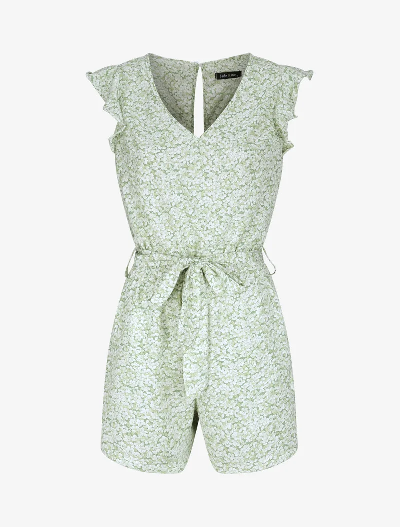 Blumenmuster-Jumpsuit - Grün