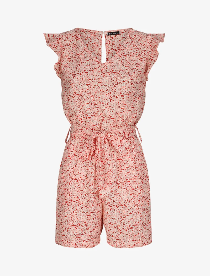 Blumenmuster-Jumpsuit - Rot