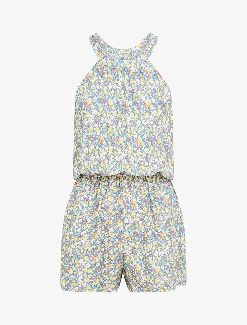 Blumenmuster Jumpsuit - Blau