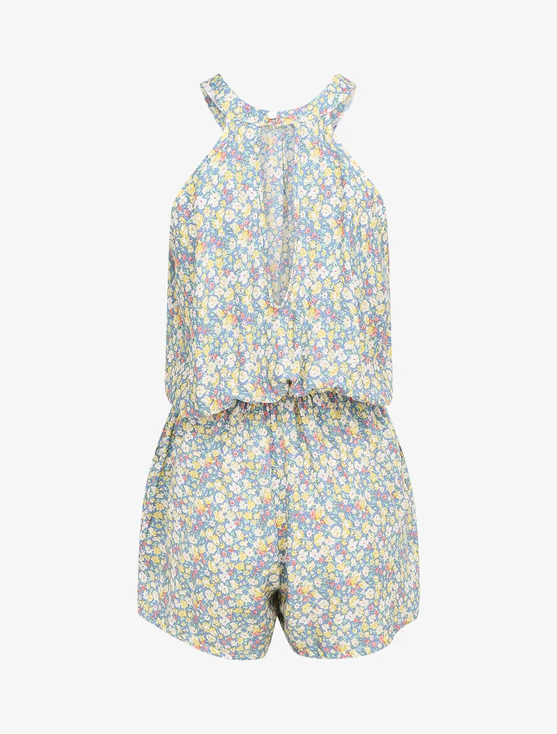 Blumenmuster Jumpsuit - Blau