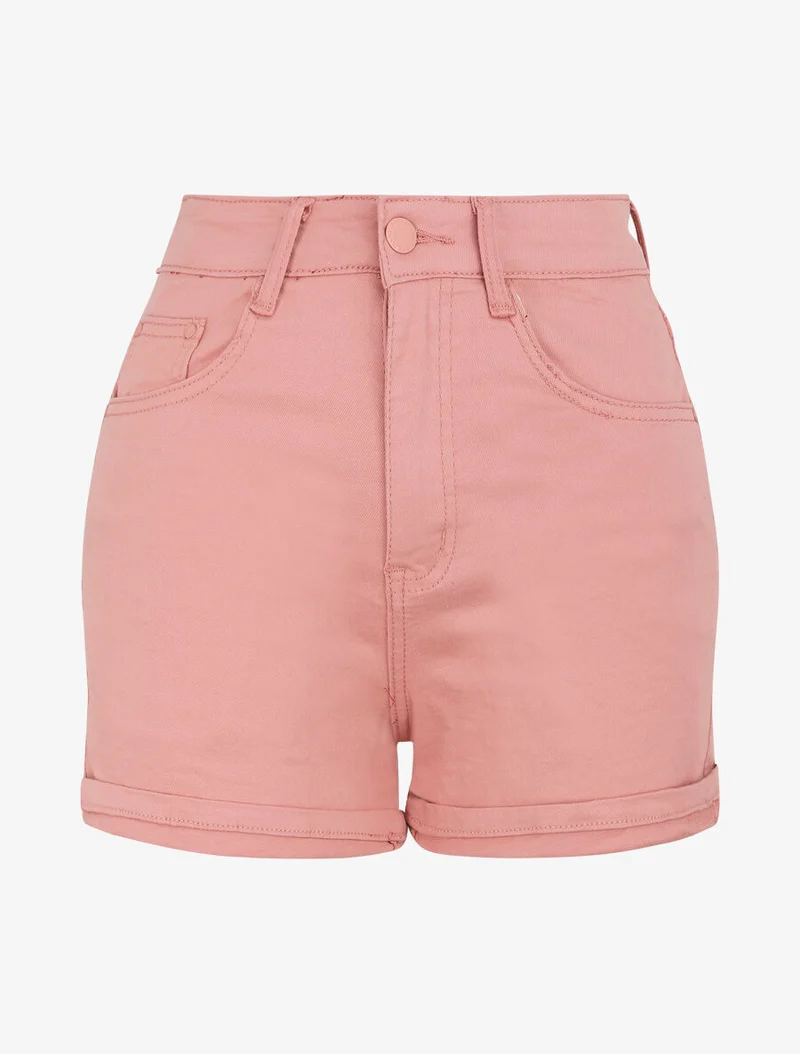 Jeansshort mit Umschlägen - Rose