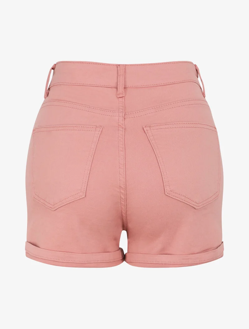 Jeansshort mit Umschlägen - Rose