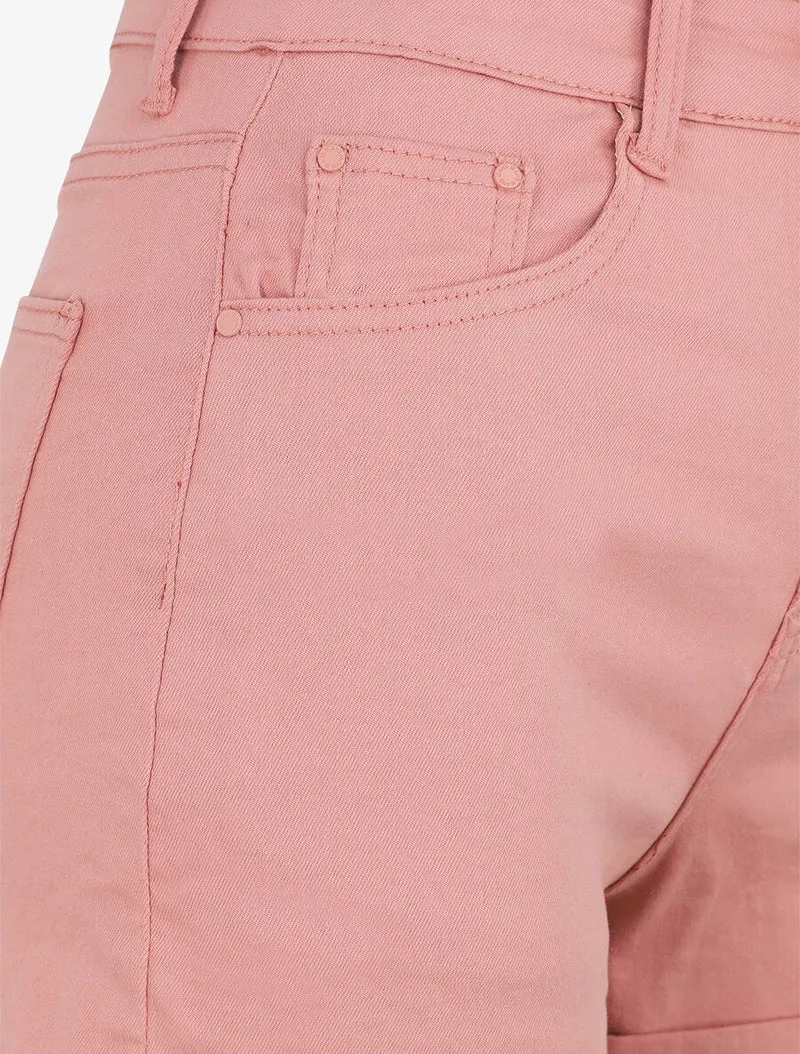Jeansshort mit Umschlägen - Rose