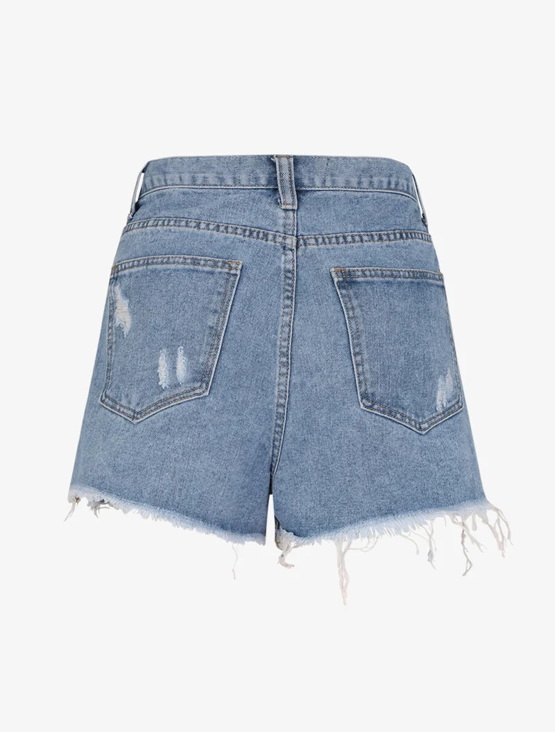 Zerrissene Jeansshorts - Hellblau