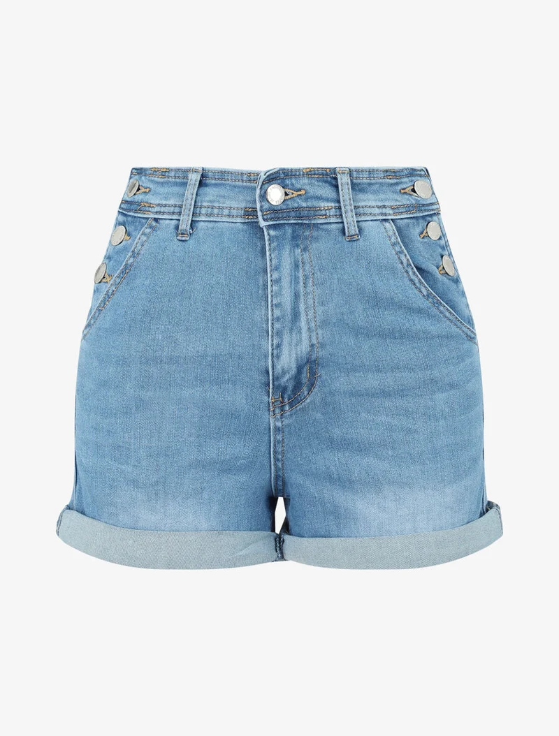 Taillenhose mit Knopfseiten - Denim