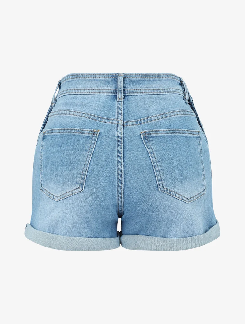 Taillenhose mit Knopfseiten - Denim
