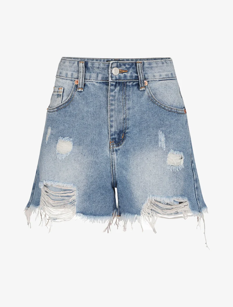 Zerrissene gerade Mini-Shorts - Hellblau